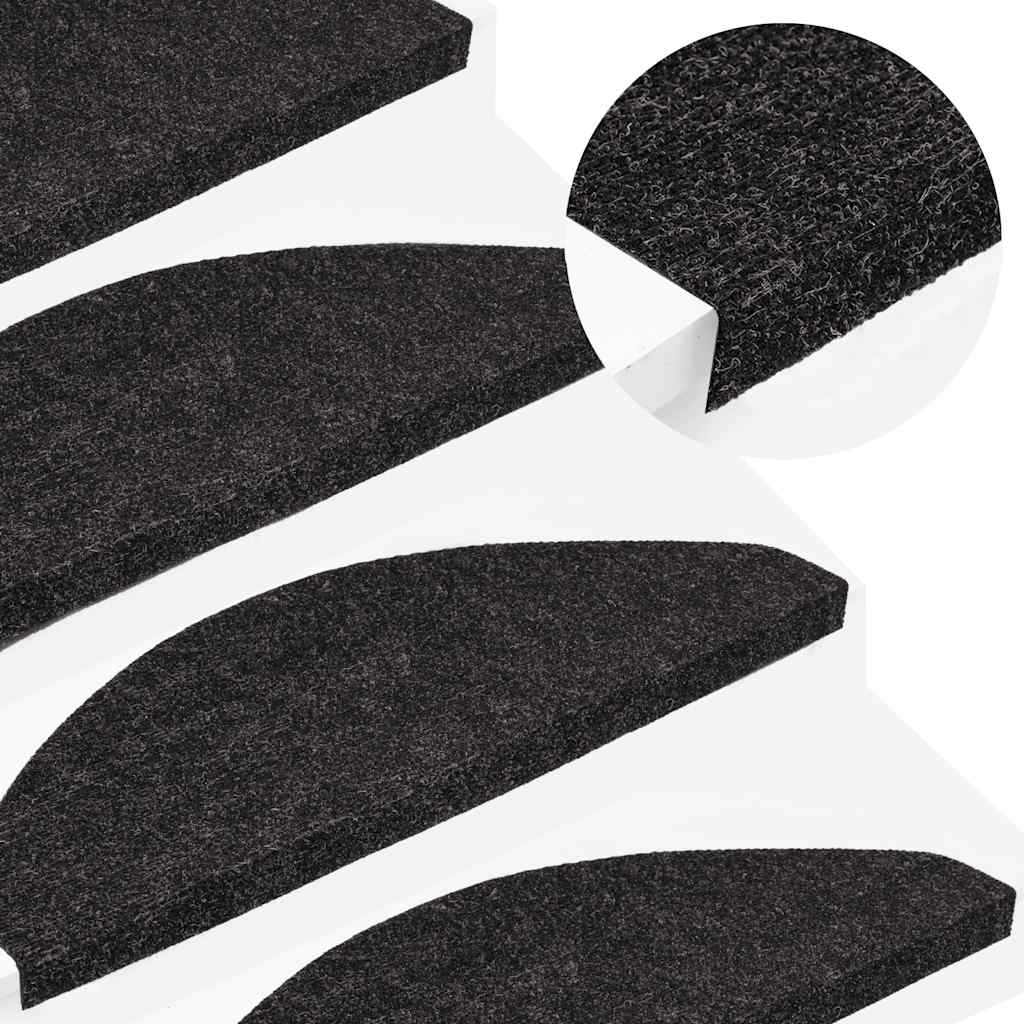 vidaXL Stair Mats Self-adhesive 30 pcs Anthracite 65x22.5x3.5 cm