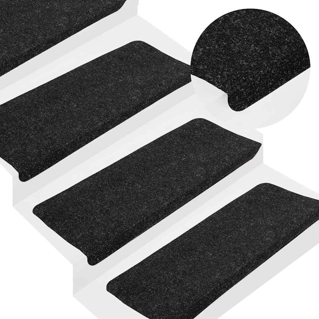 vidaXL Stair Mats Self-adhesive 30 pcs Anthracite 65x24.5x3.5 cm