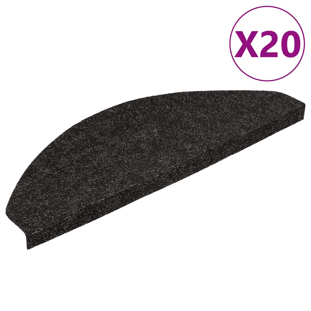 Stair Mats Self-adhesive 20 pcs Black 56x17x3 cm