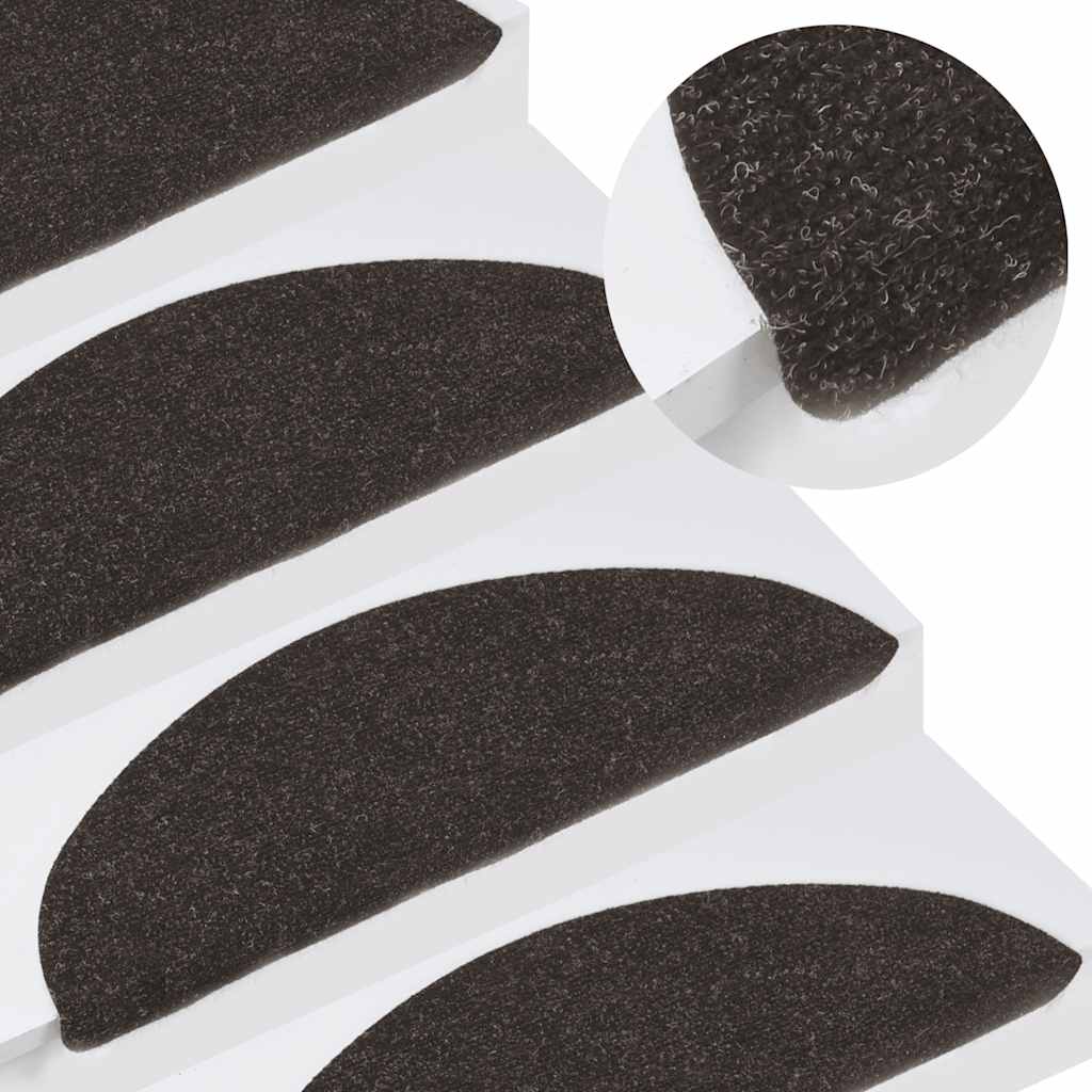 vidaXL Stair Mats Self-adhesive 30 pcs Black 56x17x3 cm