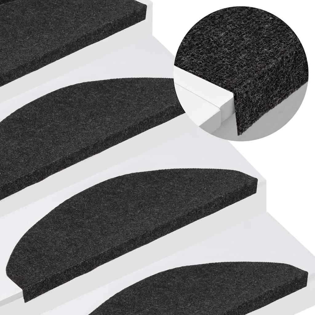 vidaXL Stair Mats Self-adhesive 30 pcs Black 65x22.5x3.5 cm