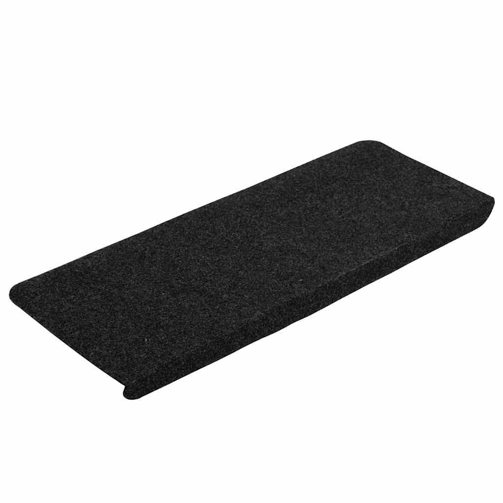 vidaXL Stair Mats Self-adhesive 30 pcs Black 65x24.5x3.5 cm