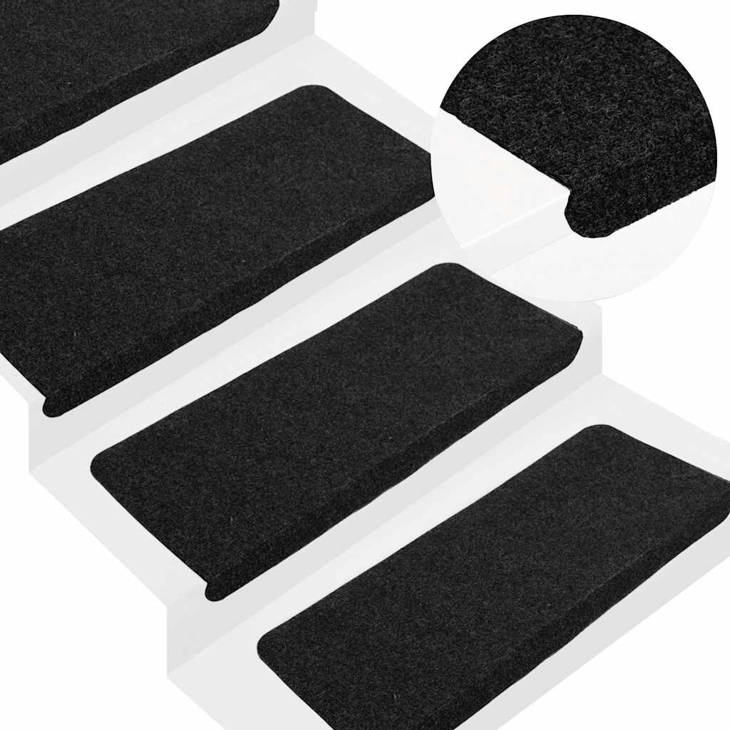 Stair Mats Self-adhesive 30 pcs Black 65x24,5x3,5 cm