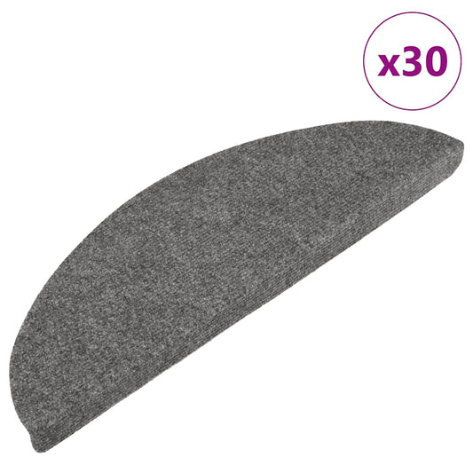 vidaXL Stair Mats Self-adhesive 30 pcs Grey 56x17x3 cm