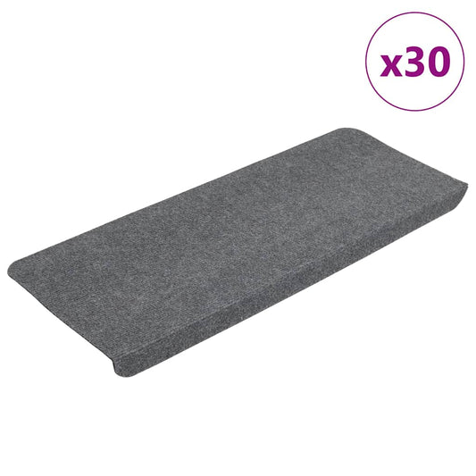 vidaXL Stair Mats Self-adhesive 30 pcs Grey 65x24.5x3.5 cm