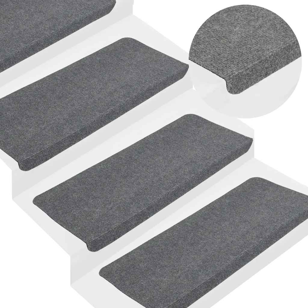 vidaXL Stair Mats Self-adhesive 30 pcs Grey 65x24.5x3.5 cm