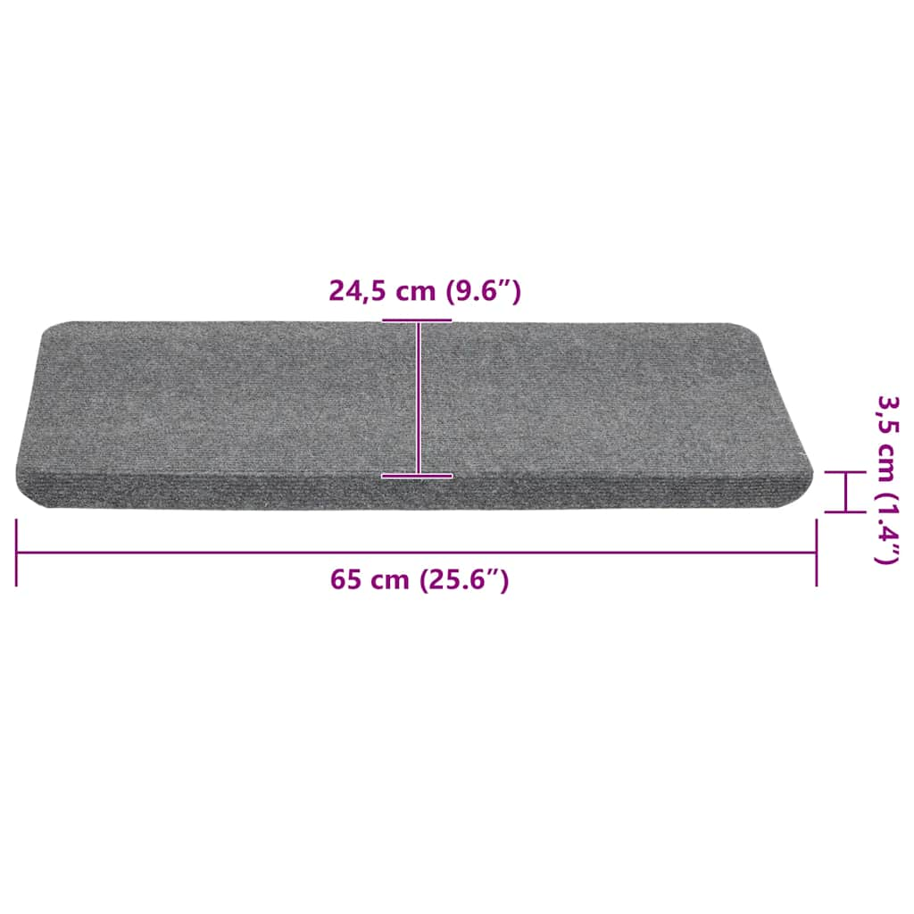 vidaXL Stair Mats Self-adhesive 30 pcs Grey 65x24.5x3.5 cm