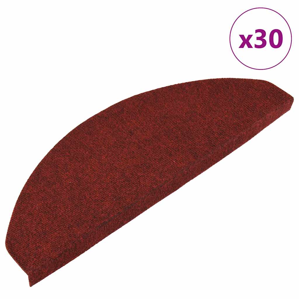 vidaXL Stair Mats Self-adhesive 30 pcs Red 65x22.5x3.5 cm