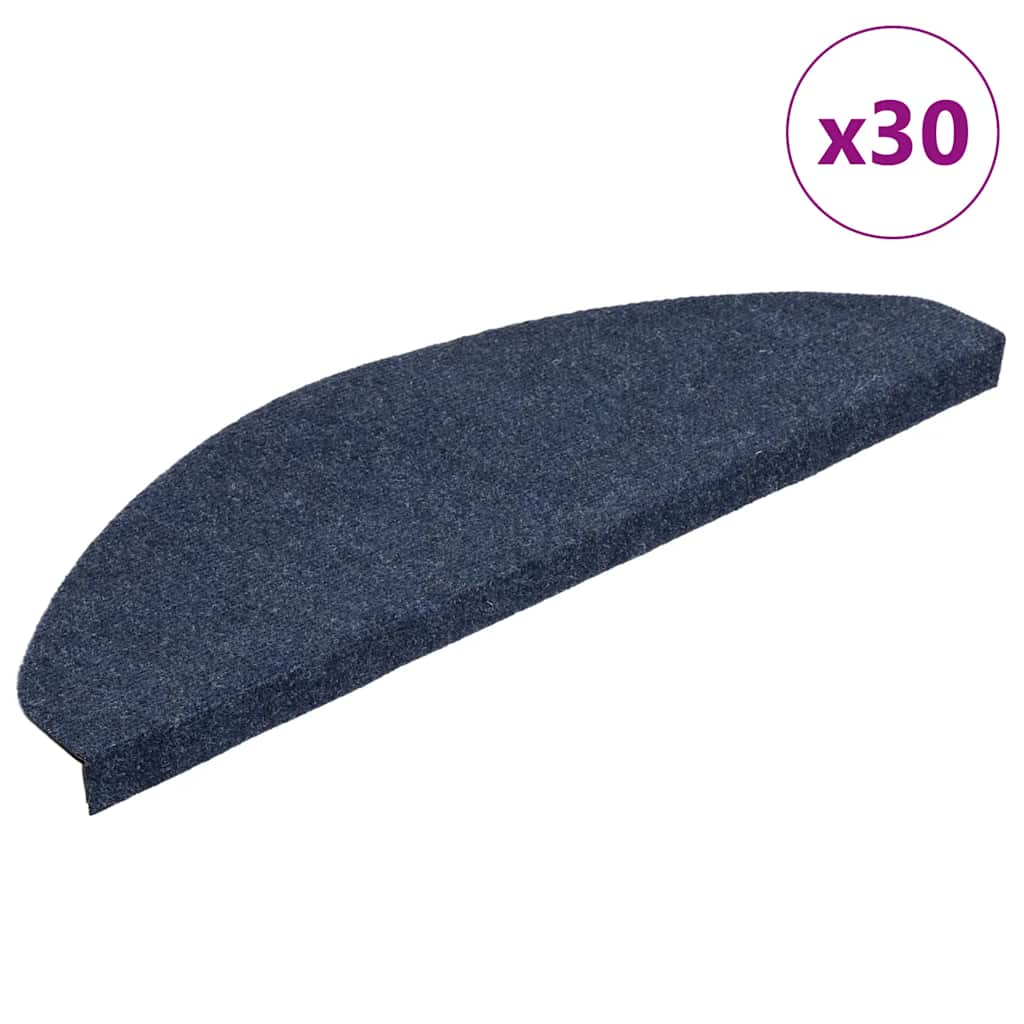 vidaXL Stair Mats Self-adhesive 30 pcs Blue 65x22.5x3.5 cm