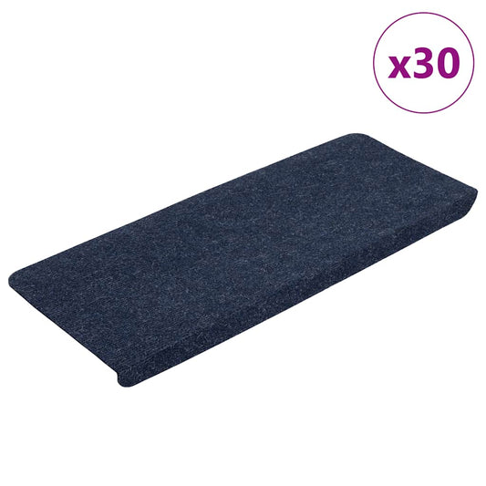 vidaXL Stair Mats Self-adhesive 30 pcs Blue 65x24.5x3.5 cm