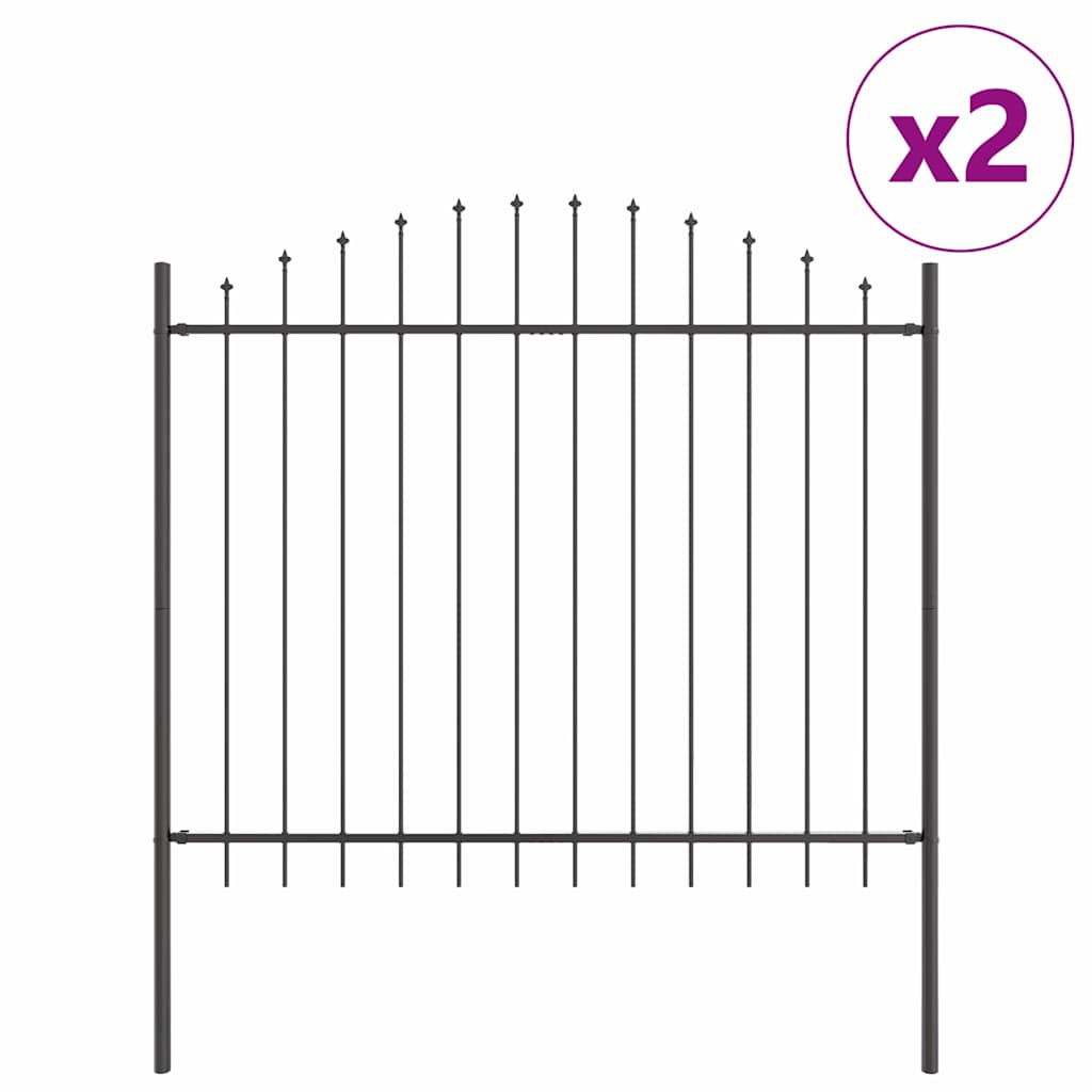 Garden Fence 2 pcs Grey 170 x 165 cm Powder-Coated Steel