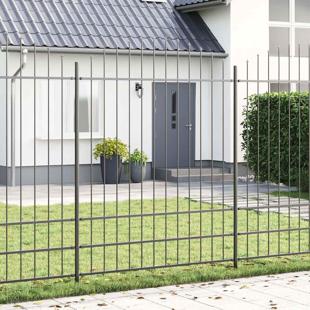 Garden Fence 2 pcs Grey 170 x 225 cm Powder-Coated Steel