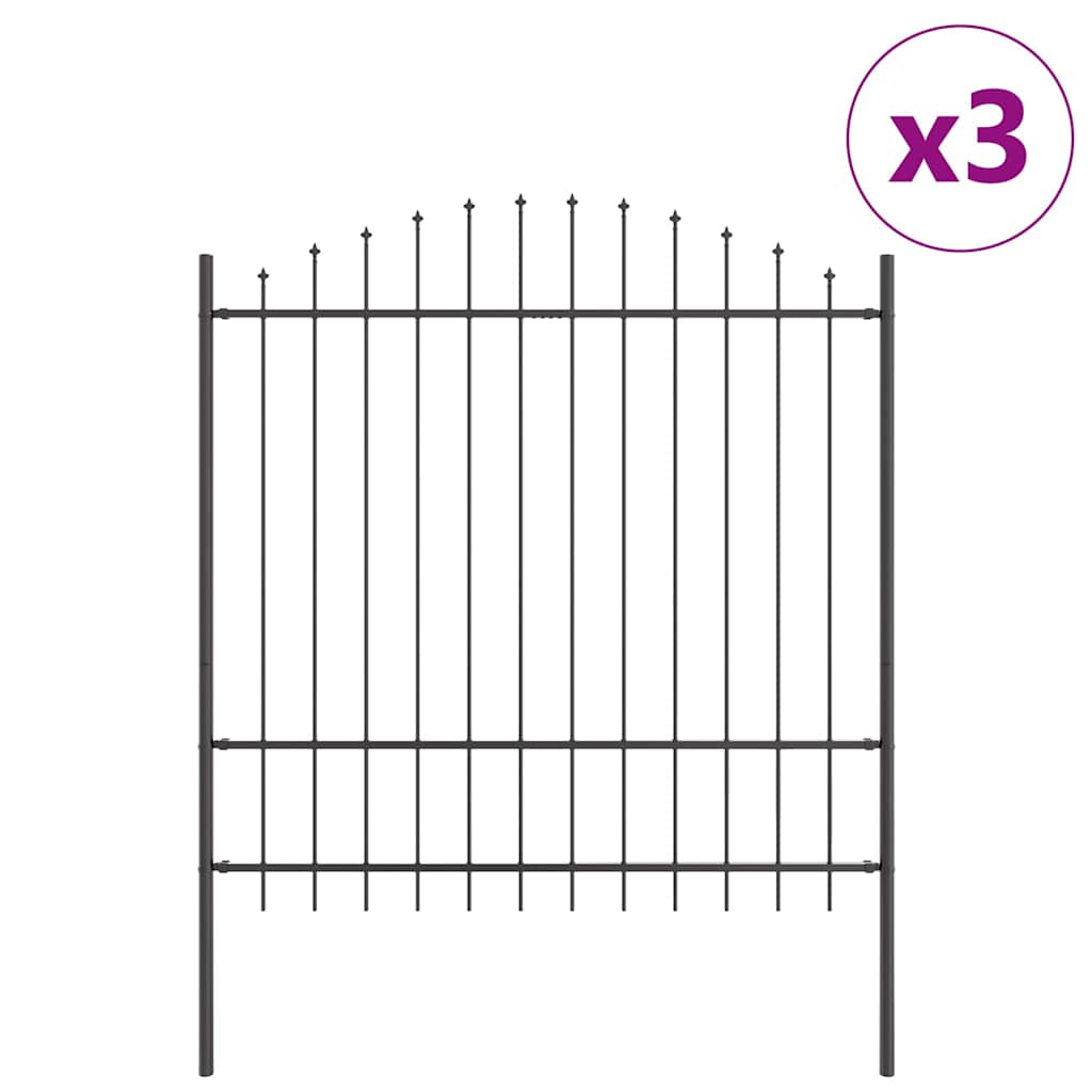 Garden Fence 3 pcs Grey 170 x 215 cm Powder-Coated Steel