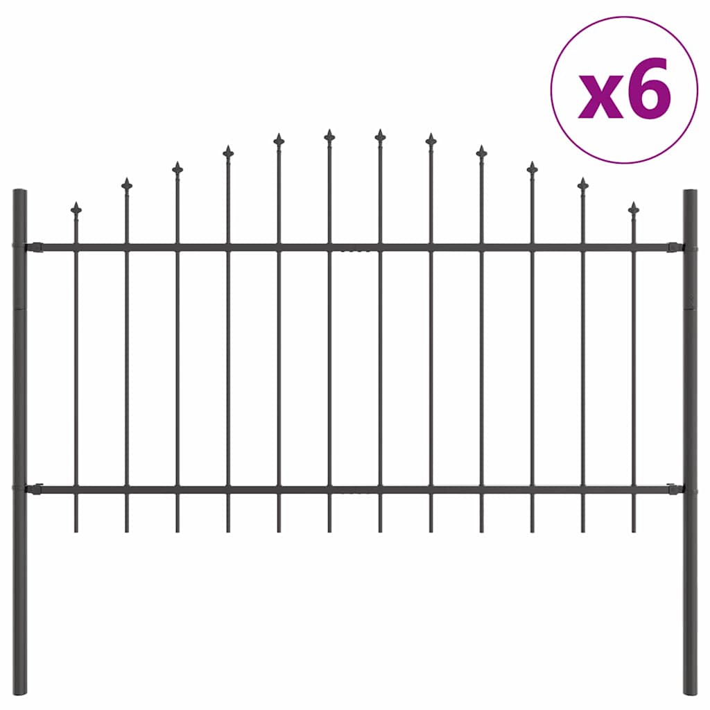 Garden Fence 6 pcs Grey 170 x 140 cm Powder-Coated Steel