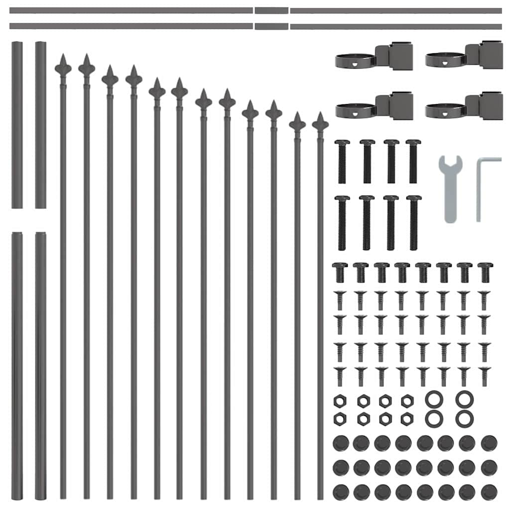 Garden Fence 7 pcs Grey 170 x 140 cm Powder-Coated Steel
