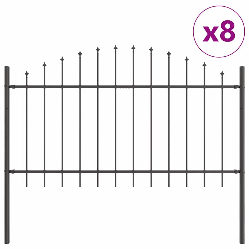 Garden Fence 8 pcs Grey 170 x 140 cm Powder-Coated Steel