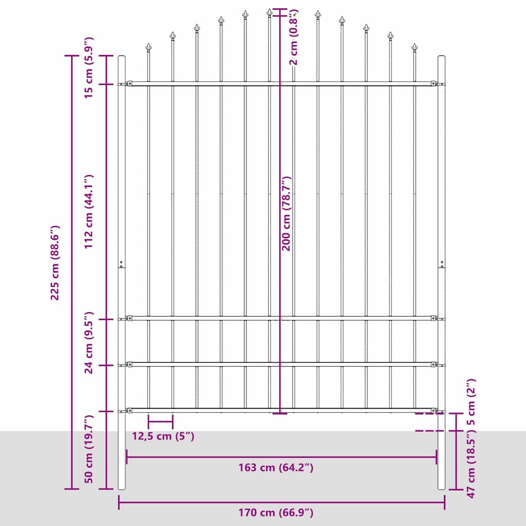 Garden Fence 2 pcs White 170 x 225 cm Powder-Coated Steel