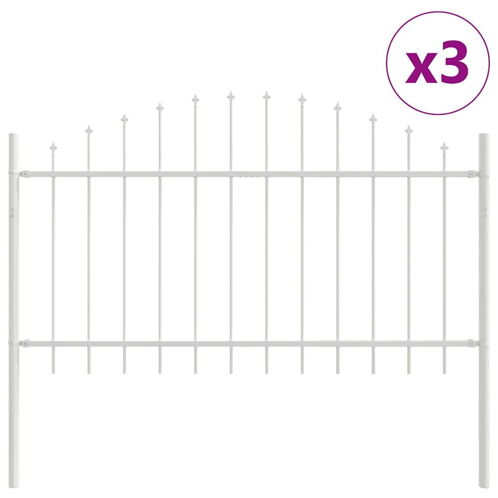 Garden Fence 3 pcs White 170 x 140 cm Powder-Coated Steel