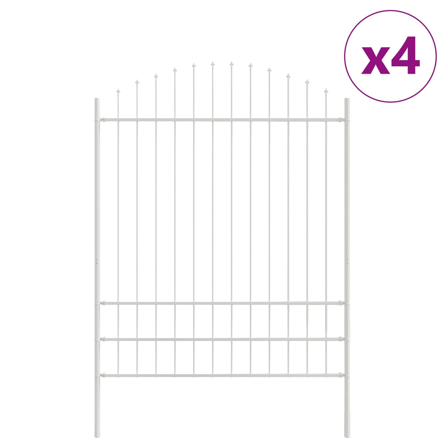 Garden Fence 4 pcs White 170 x 225 cm Powder-Coated Steel