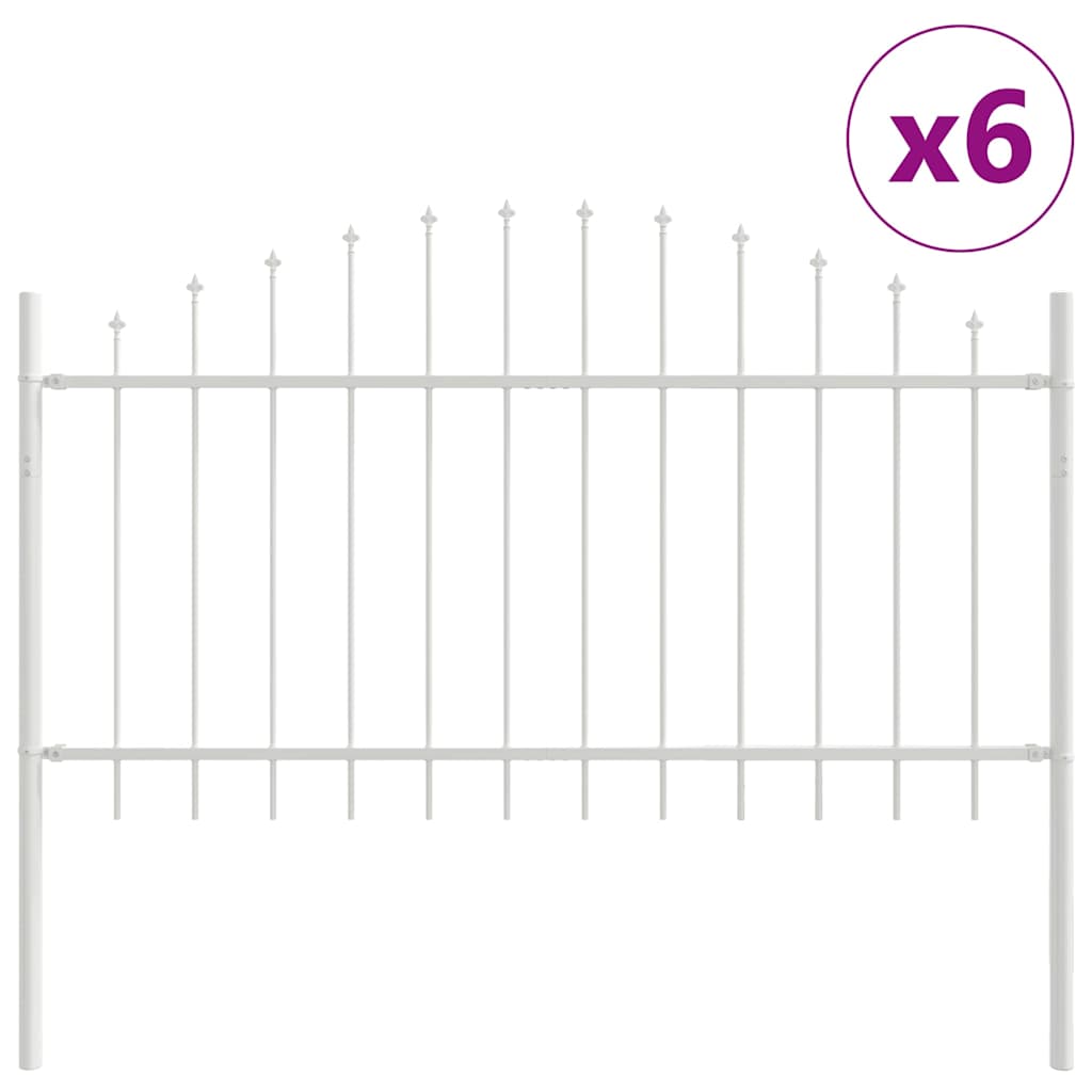 Garden Fence 6 pcs White 170 x 140 cm Powder-Coated Steel