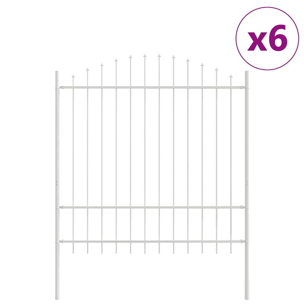 Garden Fence 6 pcs White 170 x 215 cm Powder-Coated Steel