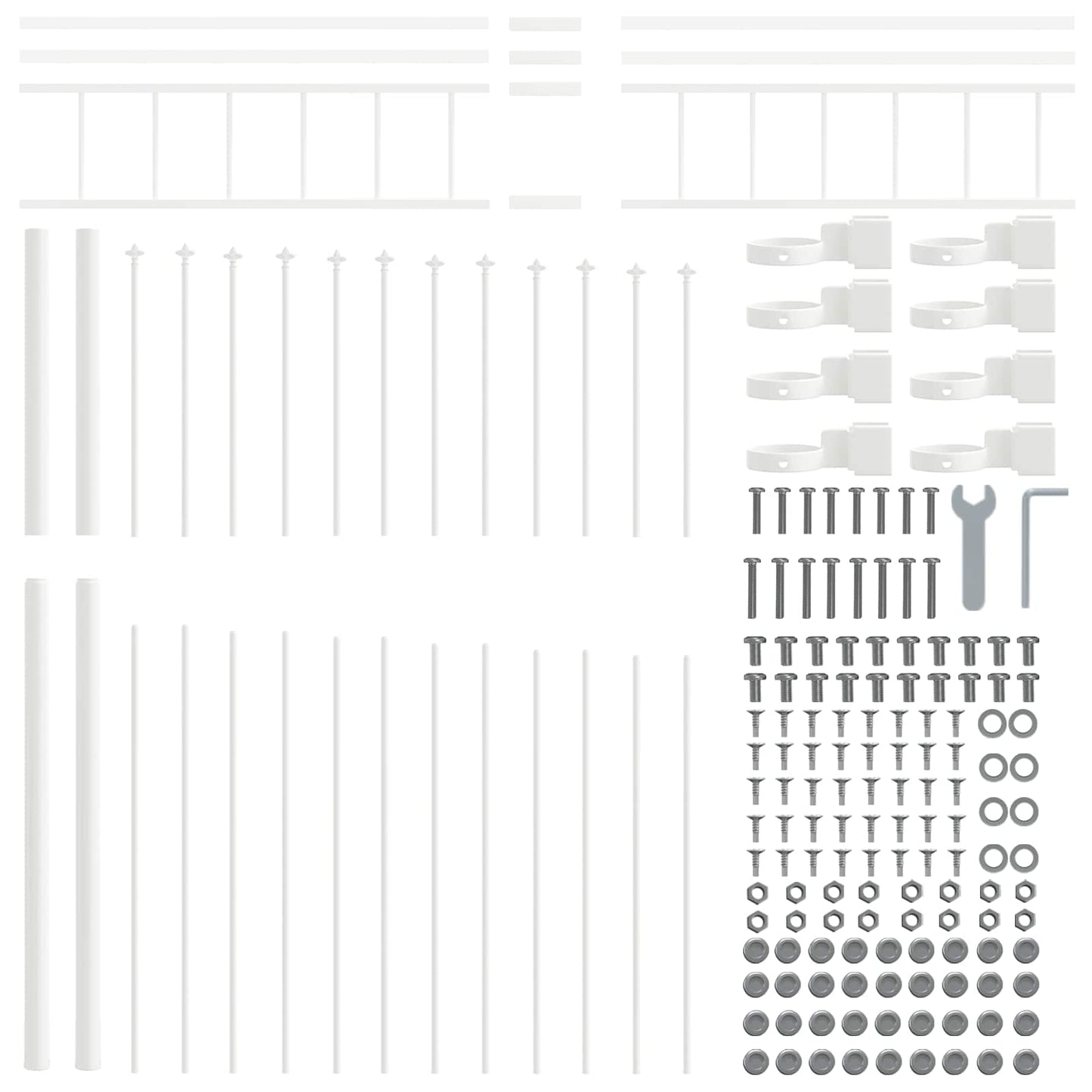 Garden Fence 6 pcs White 170 x 225 cm Powder-Coated Steel