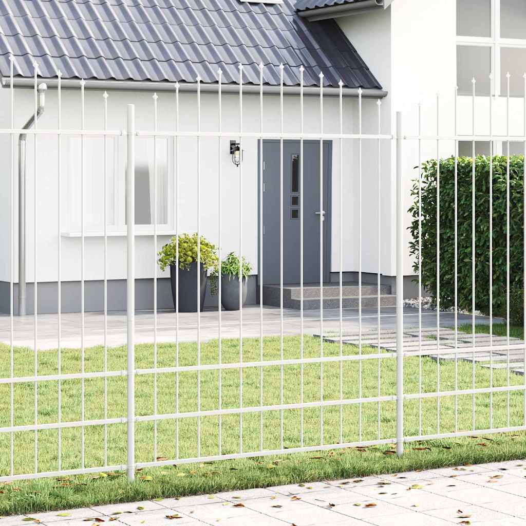 Garden Fence 7 pcs White 170 x 225 cm Powder-Coated Steel