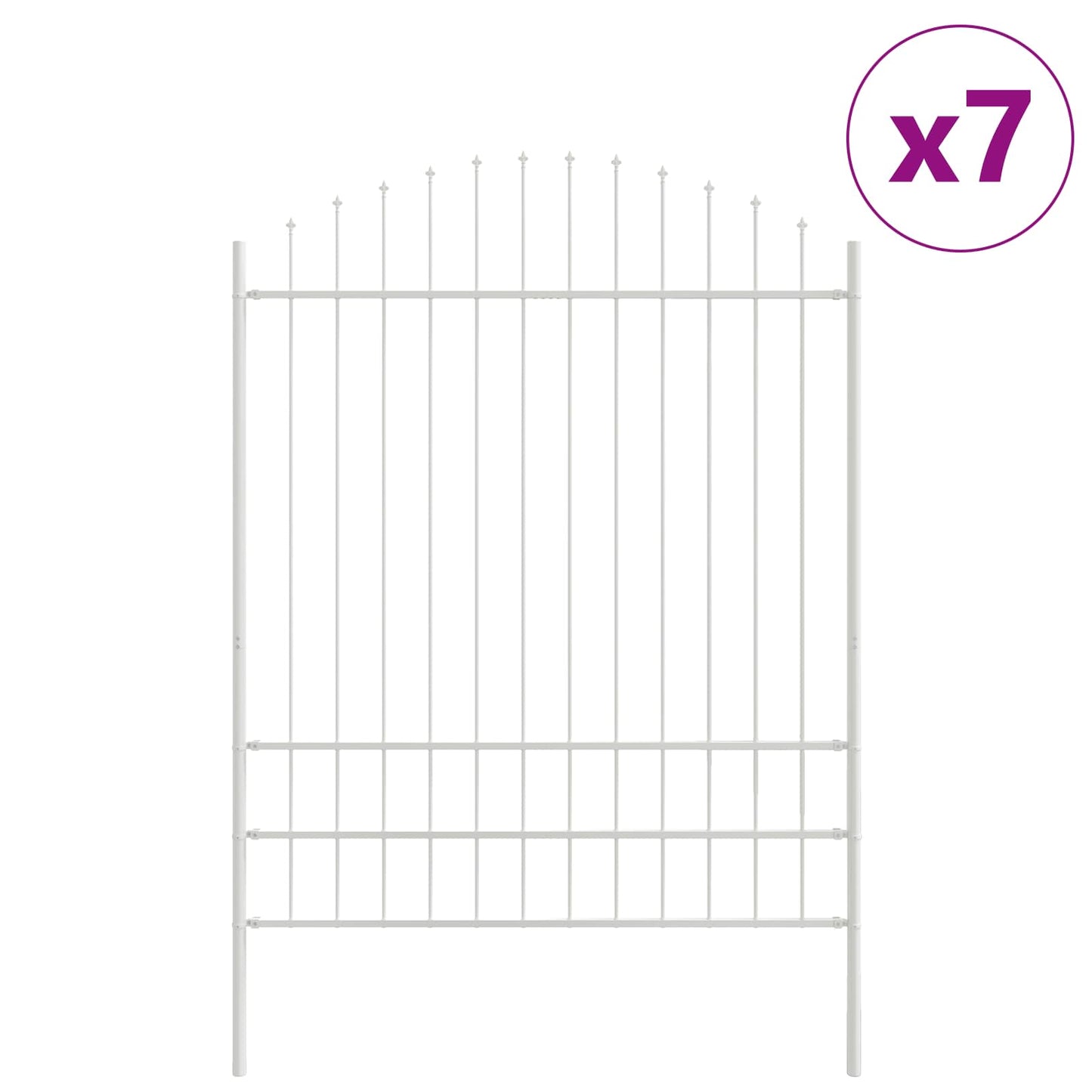 Garden Fence 7 pcs White 170 x 225 cm Powder-Coated Steel