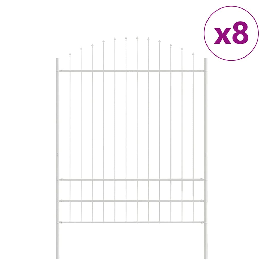 Garden Fence 8 pcs White 170 x 225 cm Powder-Coated Steel