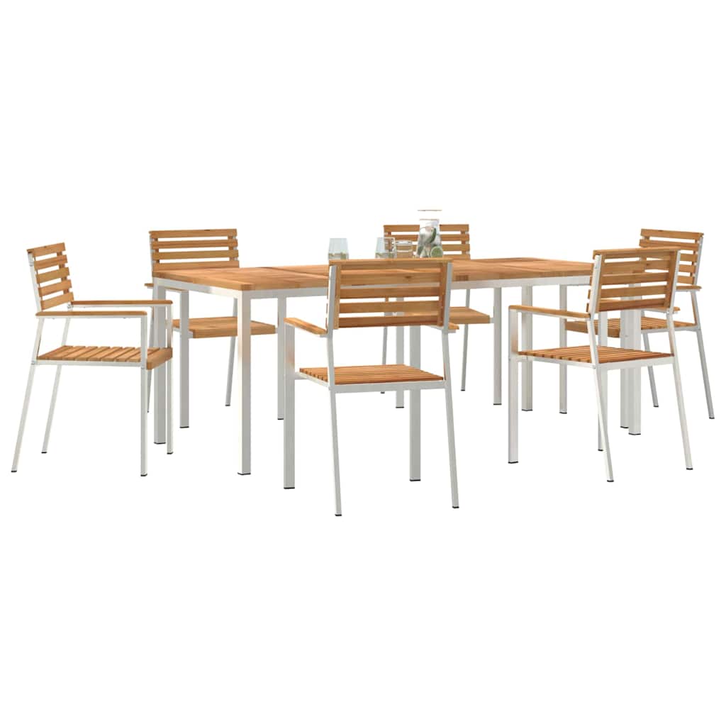 Garden Dining Set 7 pcs Solid Teak Wood and Stainless Steel