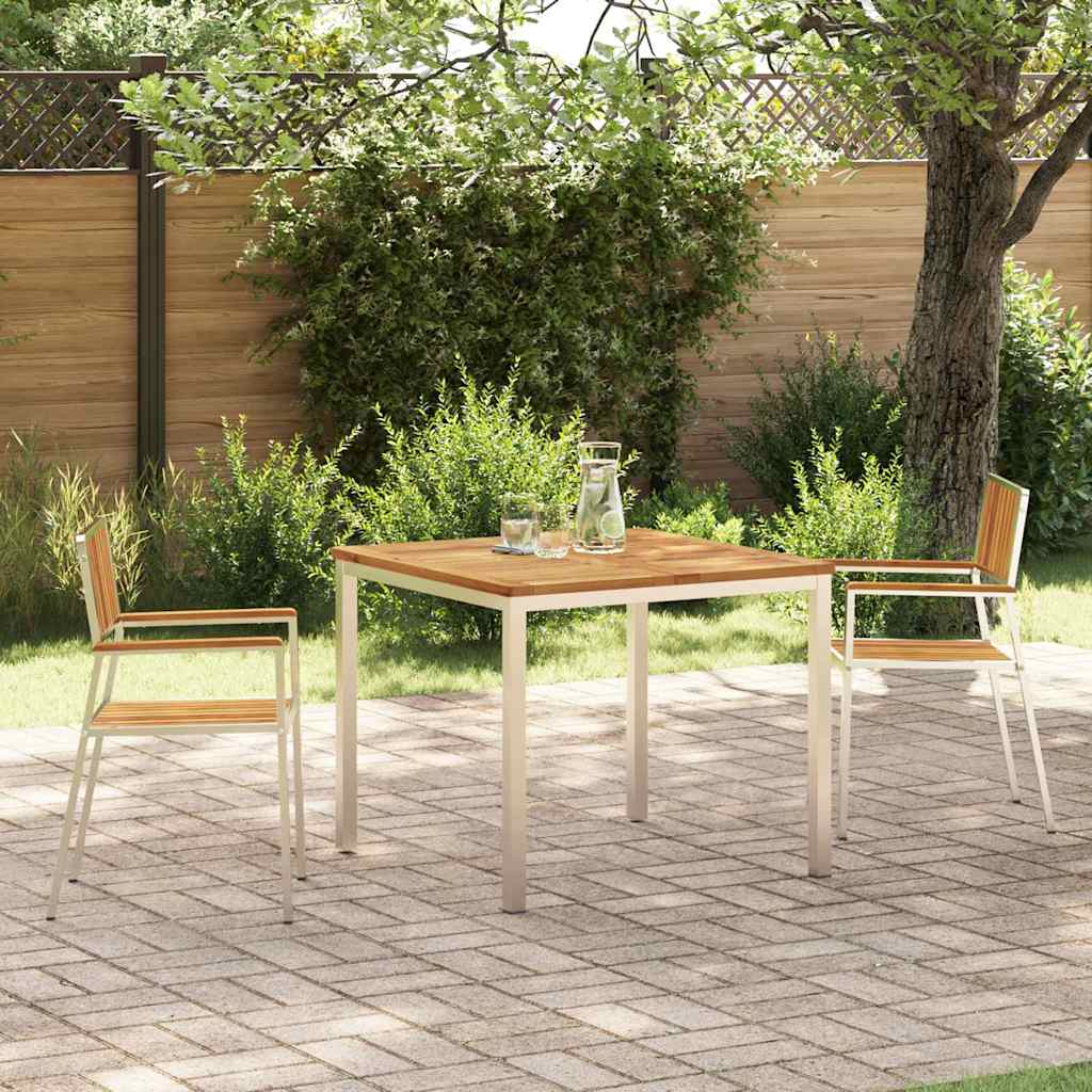 Outdoor Dining Set 3 pcs Solid Acacia Wood and Stainless Steel