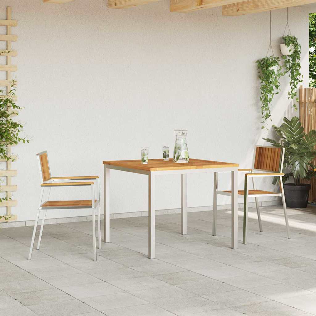 Outdoor Dining Set 3 pcs Solid Acacia Wood and Stainless Steel