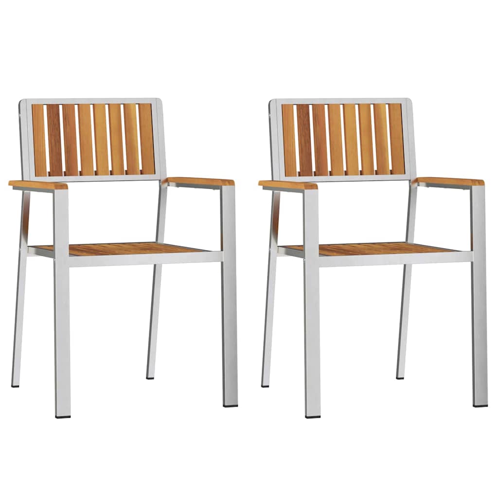 Outdoor Dining Set 3 pcs Solid Acacia Wood and Stainless Steel