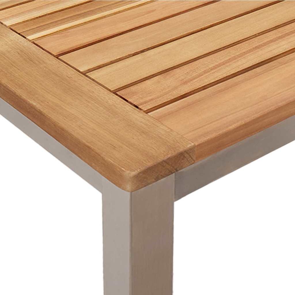 Outdoor Dining Set 5 pcs Solid Acacia Wood and Stainless Steel