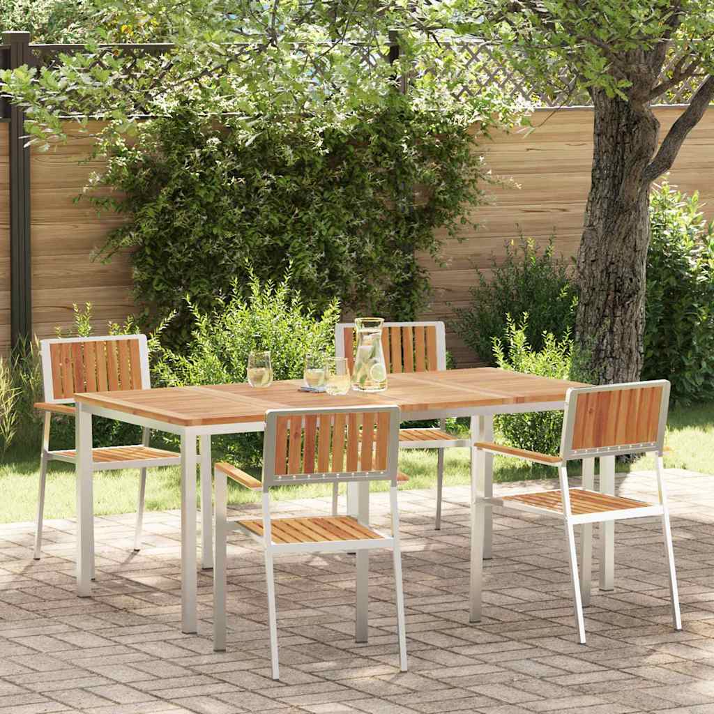 Outdoor Dining Set 5 pcs Solid Acacia Wood and Stainless Steel