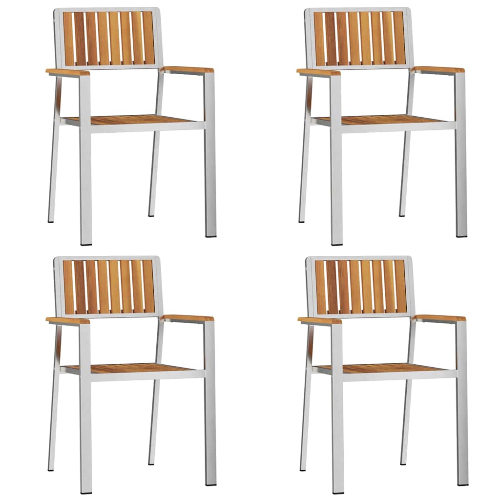 Outdoor Dining Set 5 pcs Solid Acacia Wood and Stainless Steel