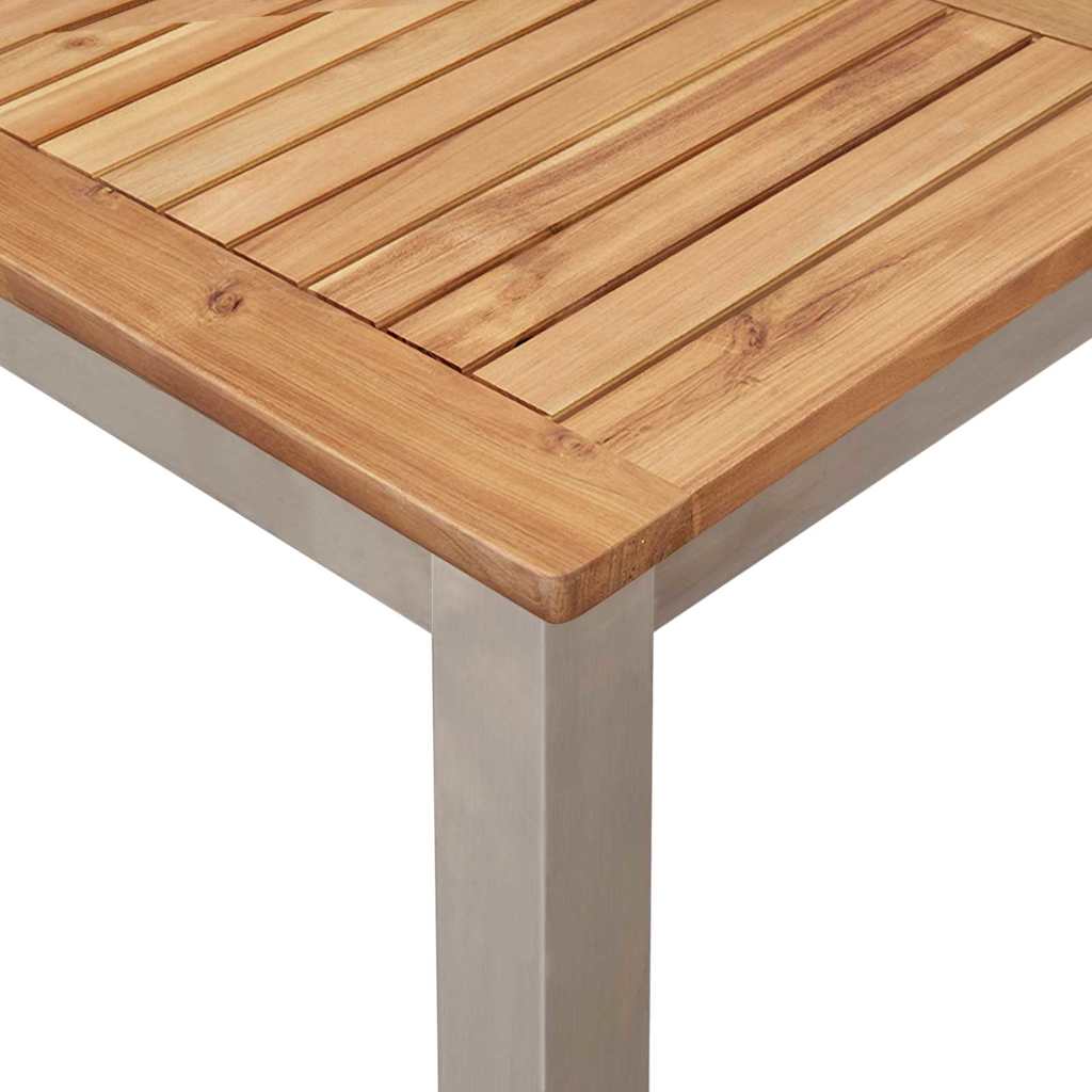 Outdoor Dining Set 9 pcs Solid Acacia Wood and Stainless Steel