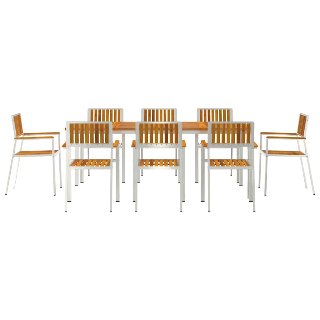 Outdoor Dining Set 9 pcs Solid Acacia Wood and Stainless Steel