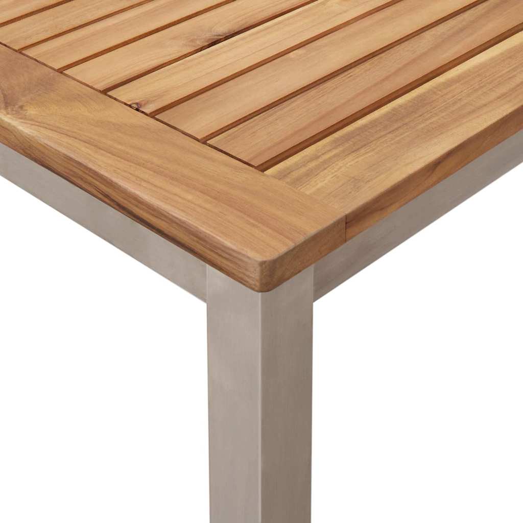 Outdoor Dining Set 5 pcs Solid Teak Wood and Stainless Steel