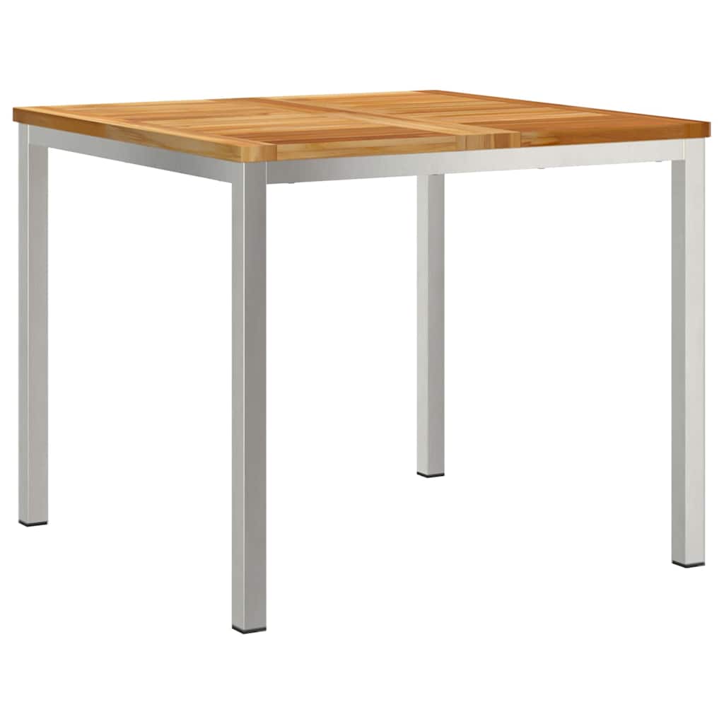 Outdoor Dining Set 5 pcs Solid Teak Wood and Stainless Steel