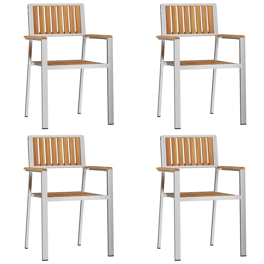 Outdoor Dining Set 5 pcs Solid Teak Wood and Stainless Steel