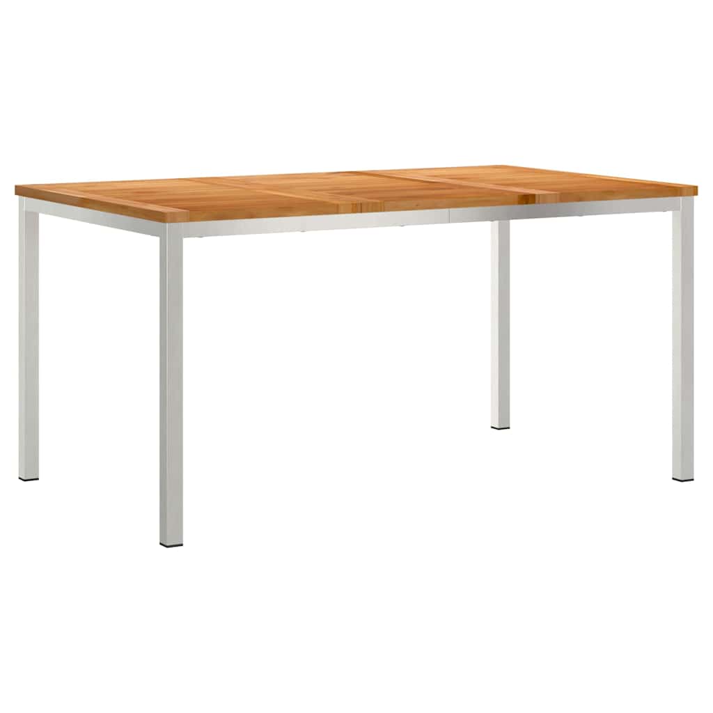 Outdoor Dining Set 7 pcs Solid Teak Wood and Stainless Steel