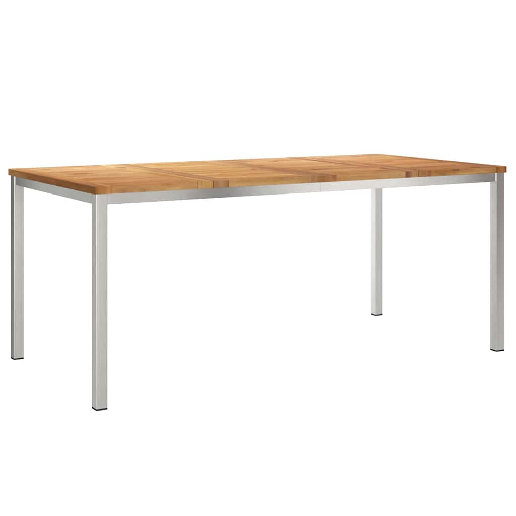 Outdoor Dining Set 5 pcs Solid Teak Wood and Stainless Steel