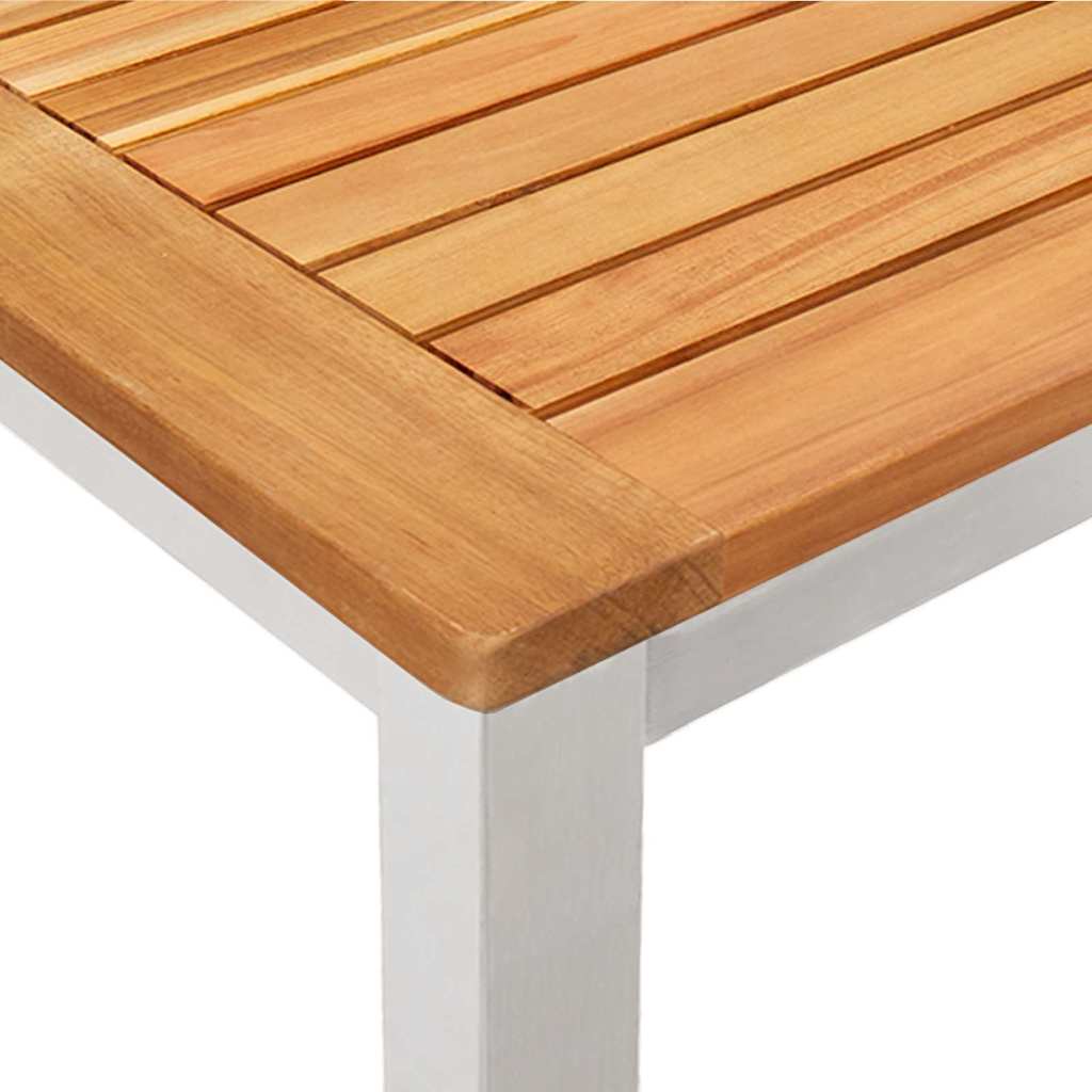 Garden Dining Set 3 pcs Solid Acacia Wood and Stainless Steel