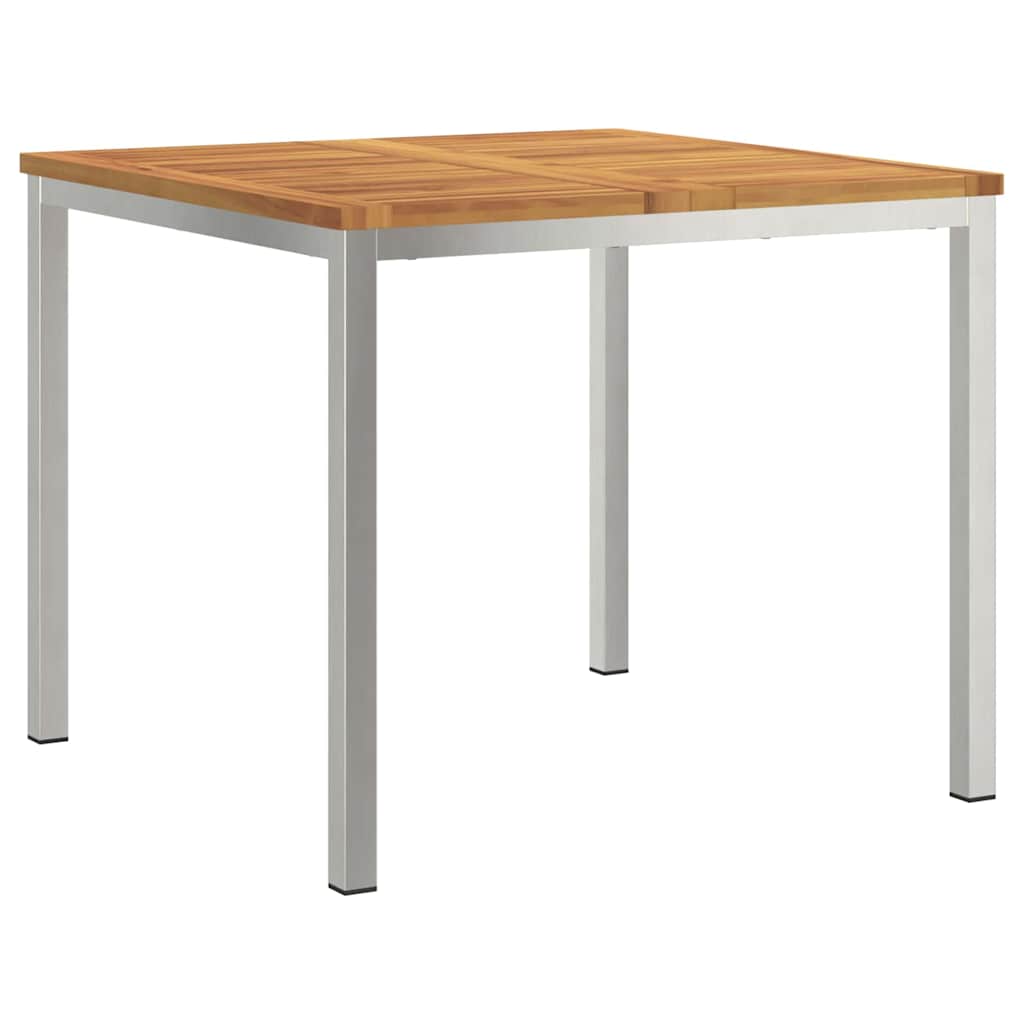 Garden Dining Set 5 pcs Solid Acacia Wood and Stainless Steel
