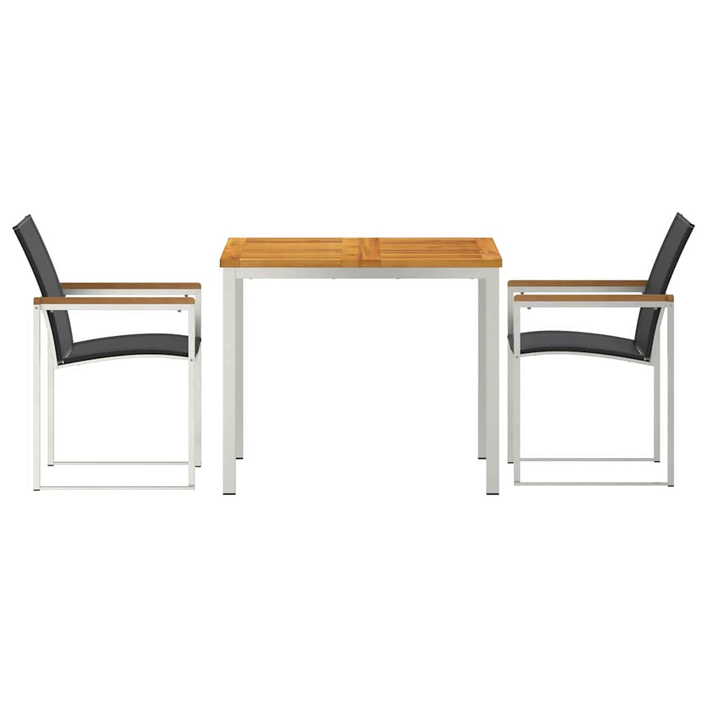 Garden Dining Set 3 pcs Solid Acacia Wood and Stainless Steel