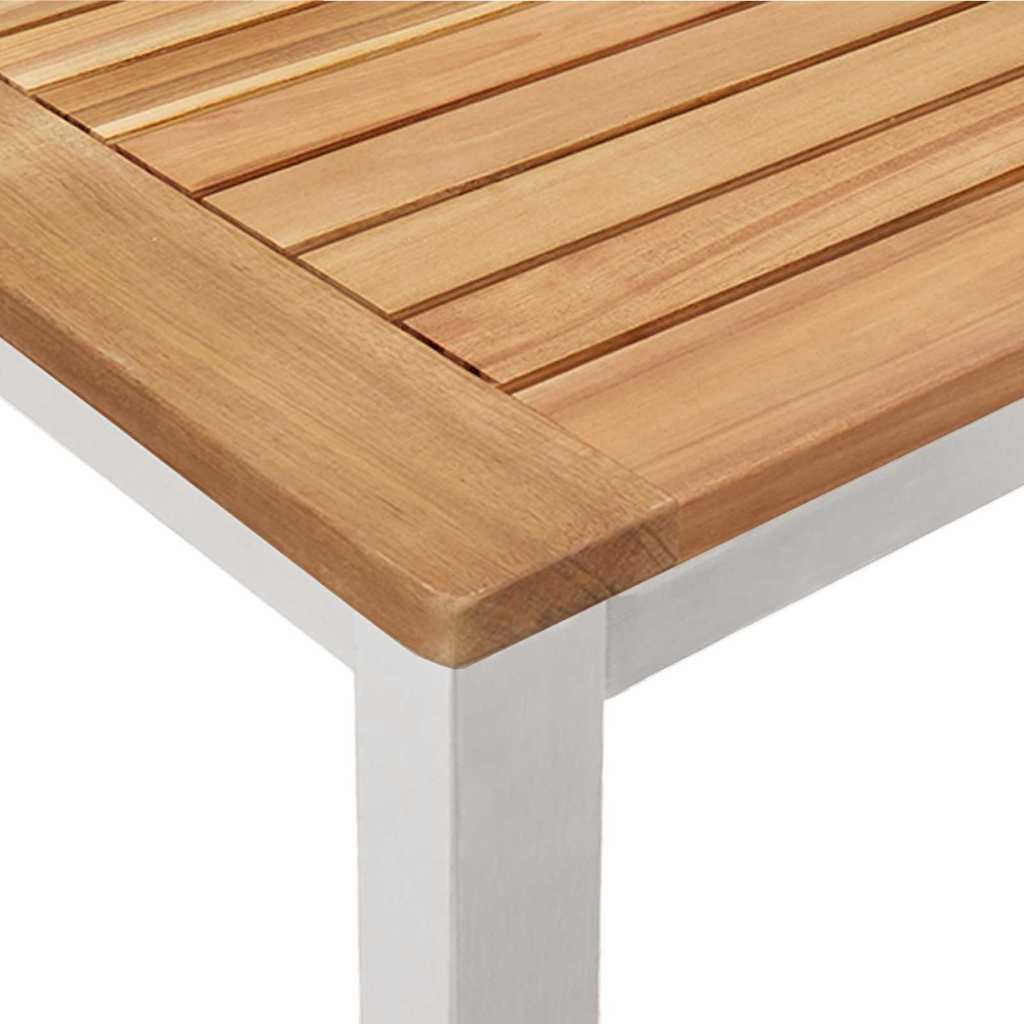 Garden Dining Set 5 pcs Solid Acacia Wood and Stainless Steel