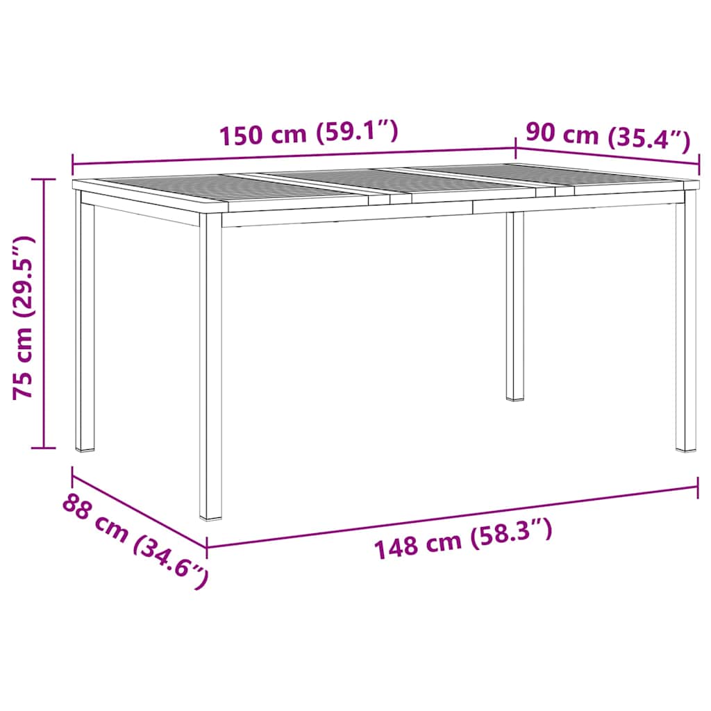 Garden Dining Set 5 pcs Solid Acacia Wood and Stainless Steel
