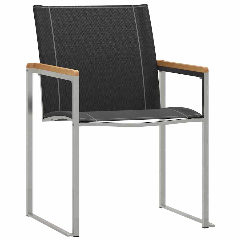 Garden Dining Set 5 pcs Solid Acacia Wood and Stainless Steel