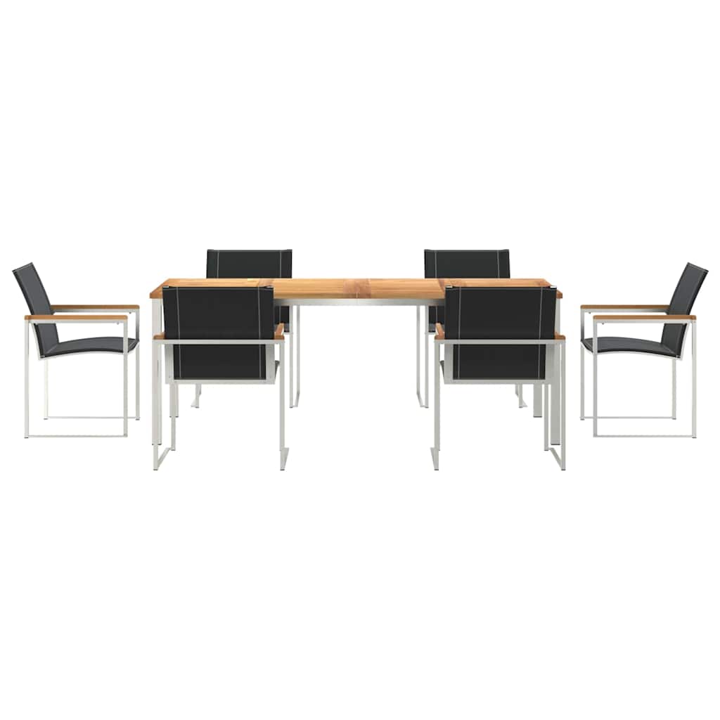 Garden Dining Set 7 pcs Solid Acacia Wood and Stainless Steel